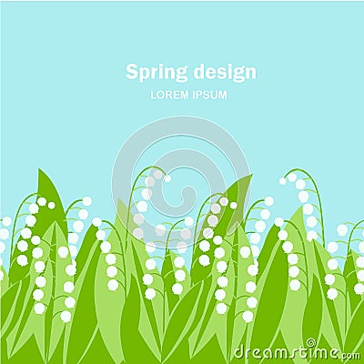 Lilies of the valley snowdrop seamless background. White spring flowers Vector Illustration
